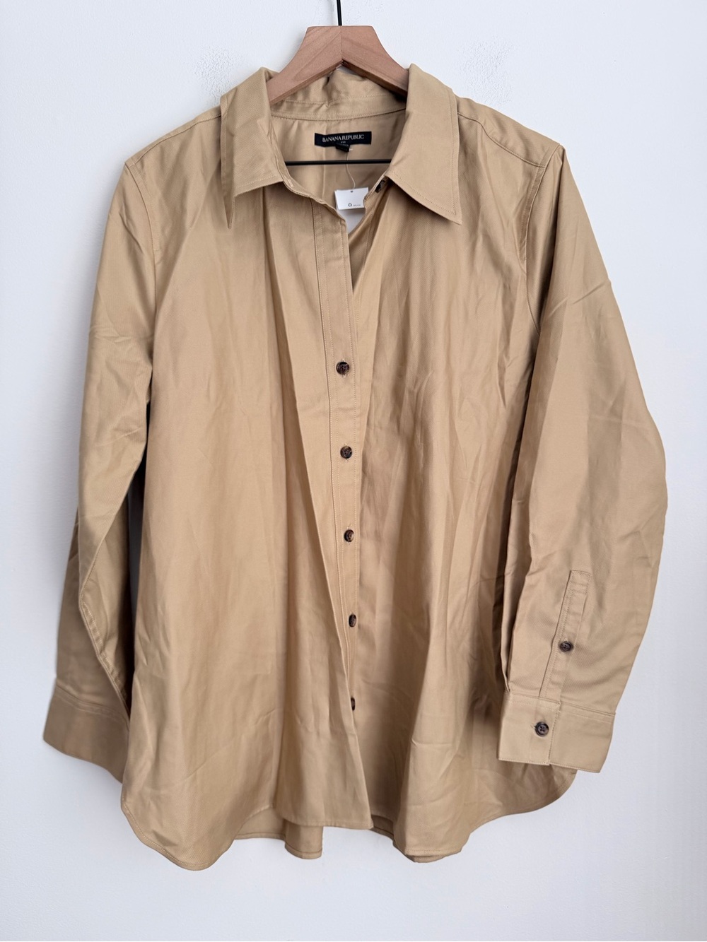 banana republic new british khaki button up heritage shirt women long sleeve XL - Picture 2 of 8